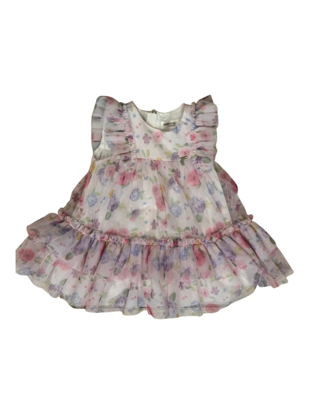 Mayoral White Newborn Garment with Pink and Gold Accents